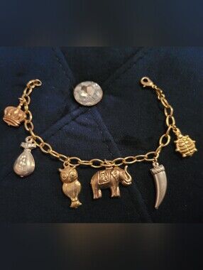 Gold And Silver Lucky Animal Charm Link Bracelet